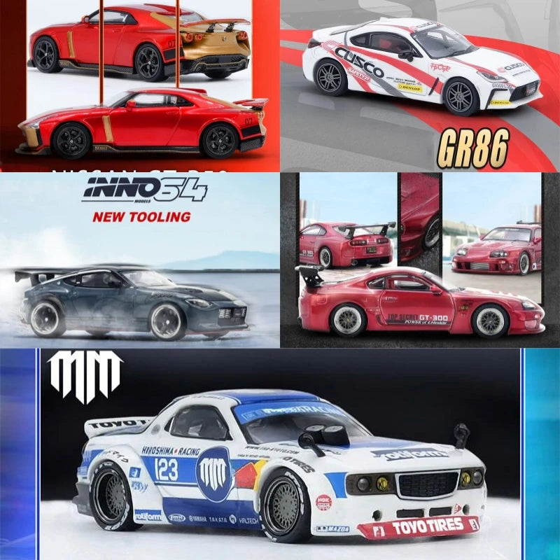 INNO 1:64 R50 RX7 (FD3S) PANDEM ROCKET BUNNY MADBUL TOP SECRET FAIRLADY Z SUPRA (A80) GR86 Diecast Model Car