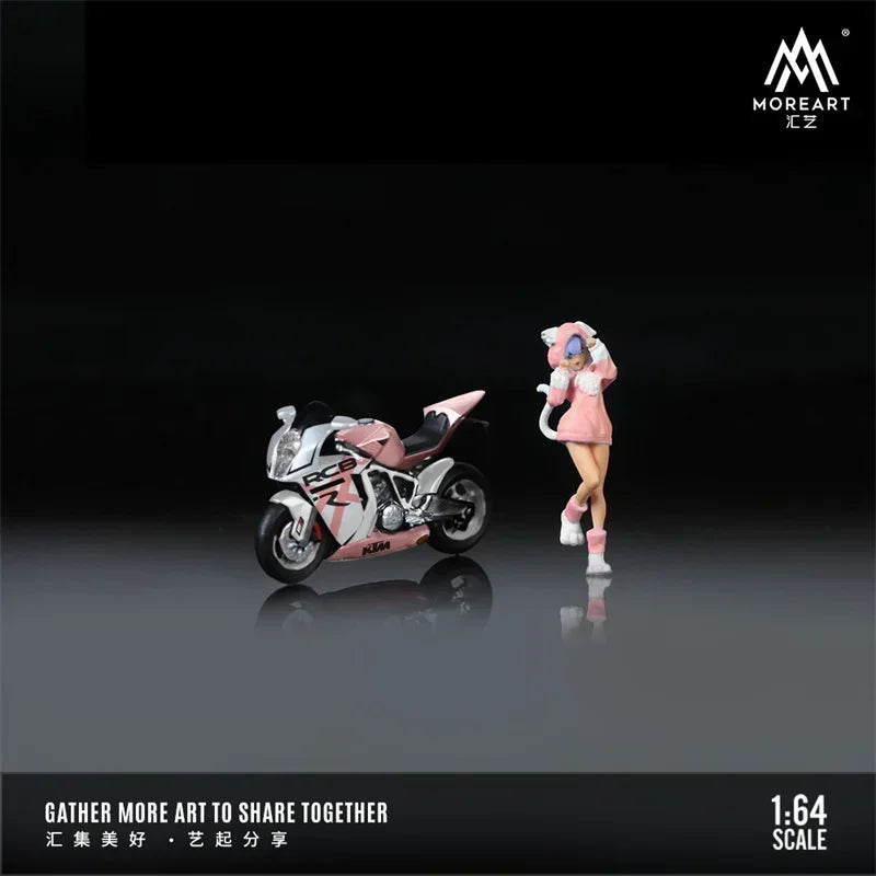 MoreArt 1:64 1190 Pink Girl Motorcycle Figure set