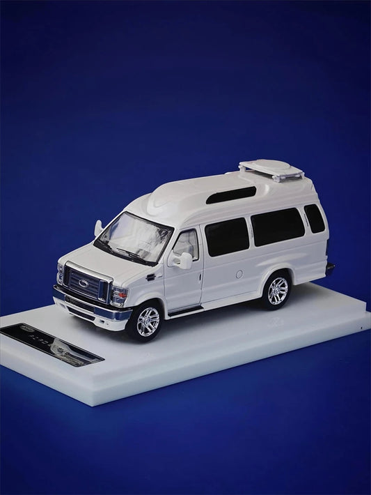 MK Miniatures 1:64 E350 Motorhome Metallic White with Decals Collection Miniature DieCast Model Car