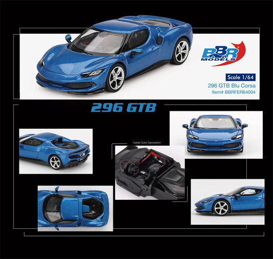 BBR 1:64 296 GTB Blu Corsa Diecast Model Car