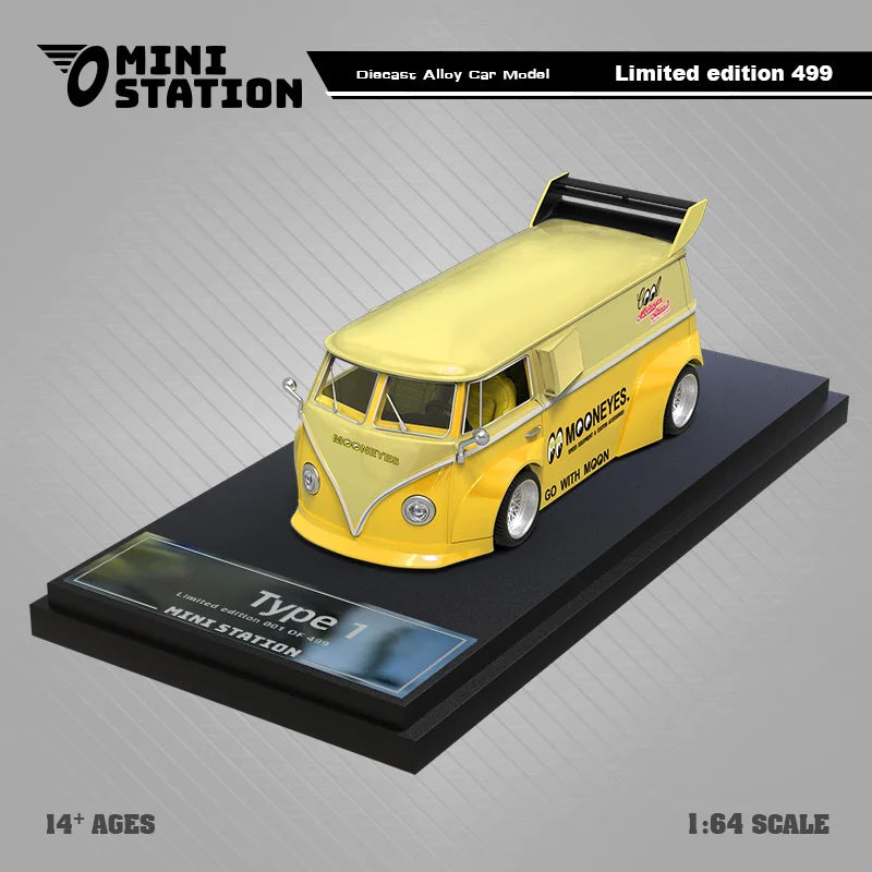 Mini Station  1:64 Mooneyes T1 Van & Beetle Targa w/Trailer limited499 Diecast Model Car