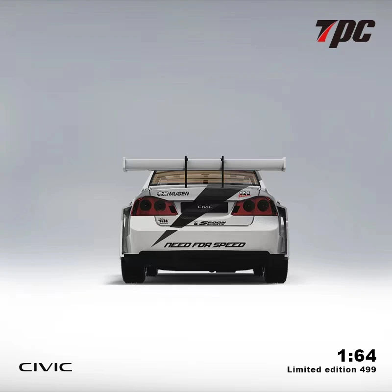 TPC 1:64 Honda civic FD2 Black white limited499 Diecast Model Car