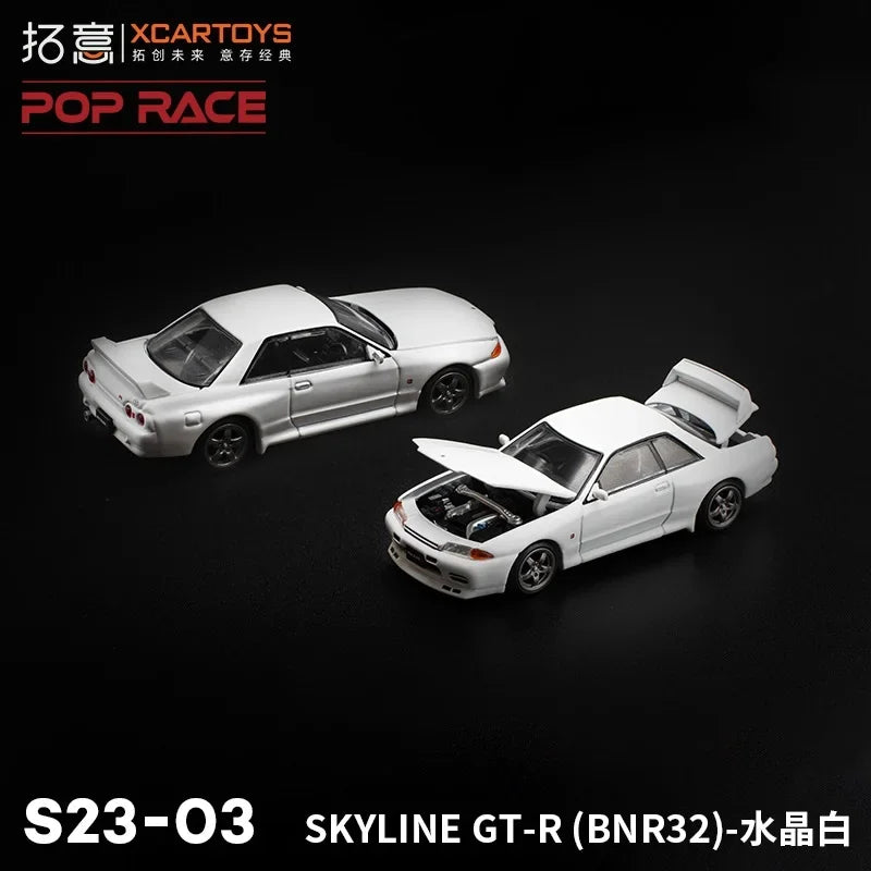 **Pre-Order** Xcartoys  x POP RACE 1:64 Skyline GT-R R32 Crystal White Diecast Model Car