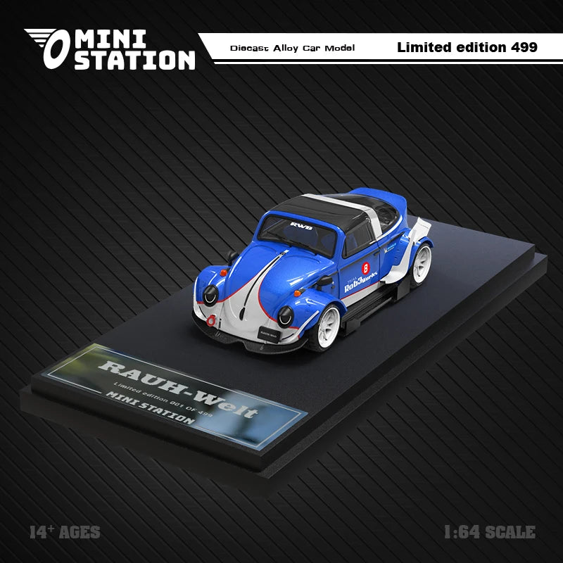 Mini Station  1:64 RWB-Beetel Targa BlueWhite limited499 Diecast Model Car