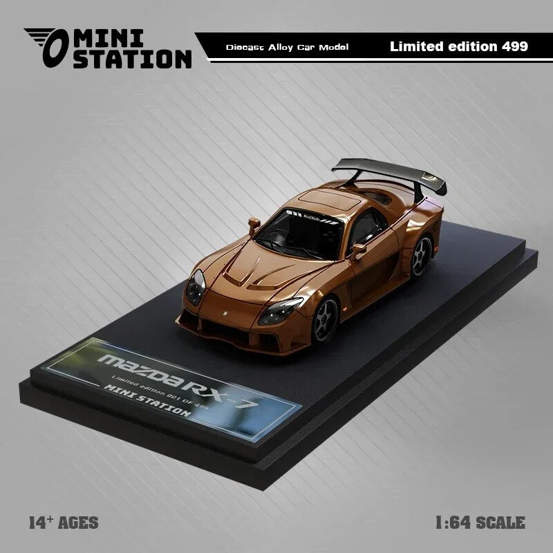 Mini Station  1:64 RX7 Veilside Metallic Brown/Black limited499 Diecast Model Car