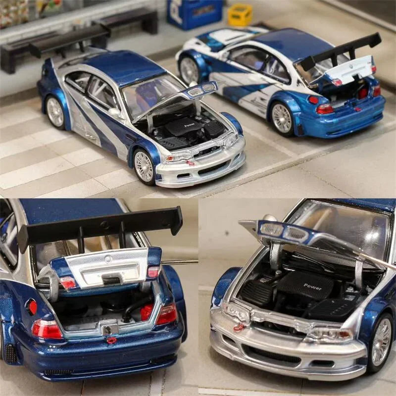 PreSale Ghost Player 1:64 M3 E46 Need for Speed Silver / White Blue Die-Cast Car Model Collection Miniature Gift collection disp