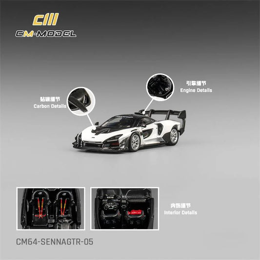 CM MODEL 1:64 Senna GTR White Diecast Model Car