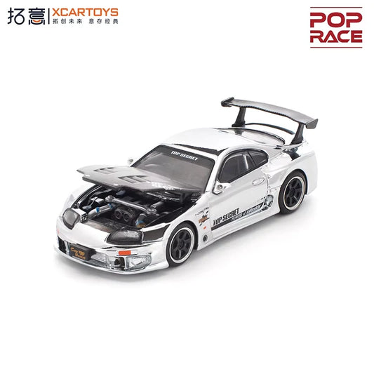 Xcartoys x POP RACE 1:64 TOP SECRET GT300 SUPRA SLIVER CHROME Diecast Model Car