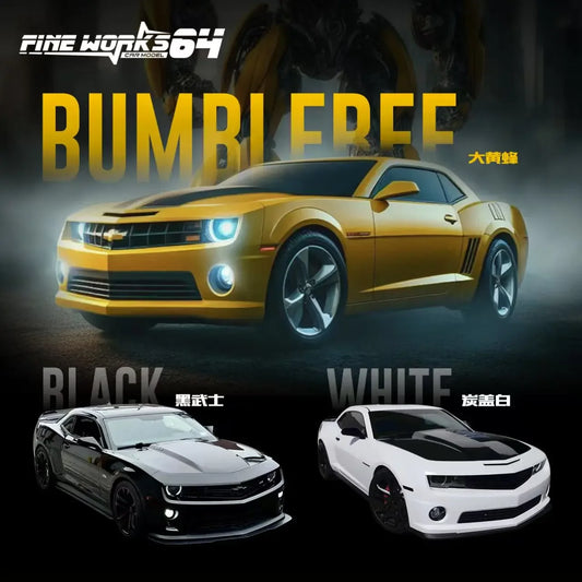 Fine Works64 1:64 Camaro Bumblebee Yellow / Black / White Collection Miniature Diecast Metal Model Car
