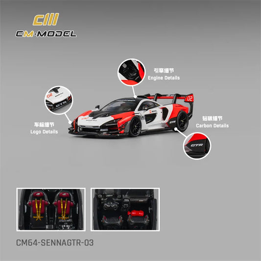 CM MODEL 1:64 SennaGTR White&Red Diecast Model Car