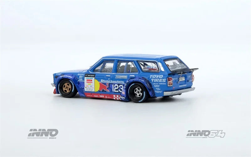 INNO 1:64 MAD MIKE 1976 RX3 Station Wagon D1GP 2024 BLUE#23 Diecast Model Car
