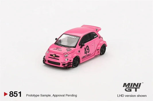 **Pre-Order** MINI GT 1:64 ABARTH 595 LB-WORKS x Abas Works Pink LHD Blister box Ver. Diecast Model Car