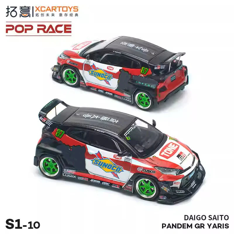 Xcartoys x POP RACE 1:64 PANDEM GR YARIS DAIGO SAITO Diecast Model Car