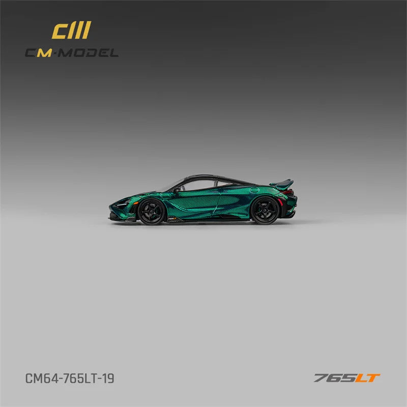 CM MODEL 1:64 765LT Chrome Green Fullcarbon Diecast Model Car