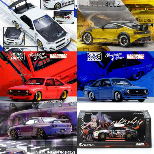 INNO 1:64 ESCORT MK2 PANDEM EMOTION RETRO R32 Midnight Purple R35 AORUS TOP SECRET FAIRLADY Z R34 Model Car