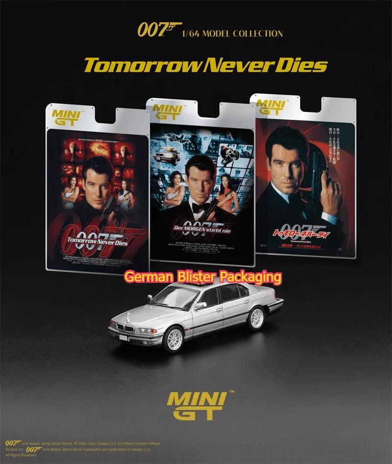 MINI GT 1:64 750IL Tomorrow Never Dies Blister Packaging Diecast Model Car
