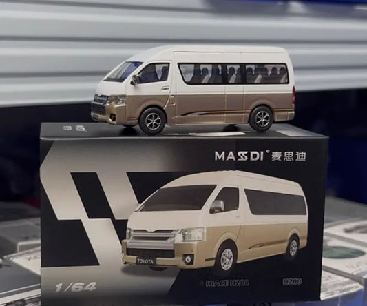 MASDI 1:64 Hiace H200 White Gold Diecast Model Car