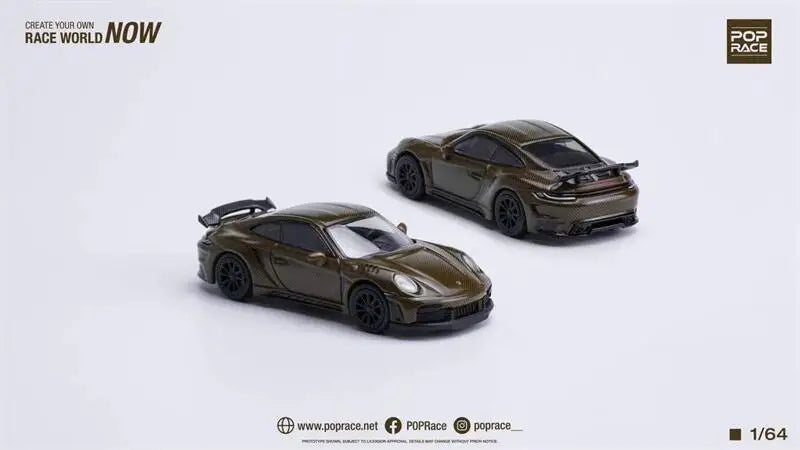 Pop Race 1:64 992 STINGER GTR CARBON EDITION BROWN Diecast Model Car