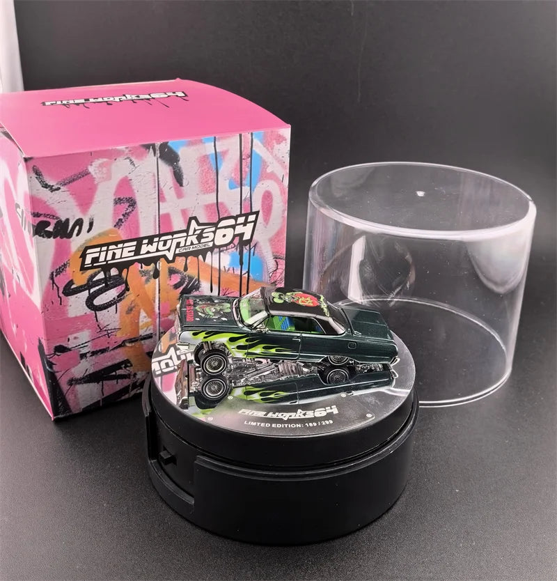Fine Works64 1:64 Impala Lowrider Emerald Rat Die-Cast Car Model Miniature Gifts