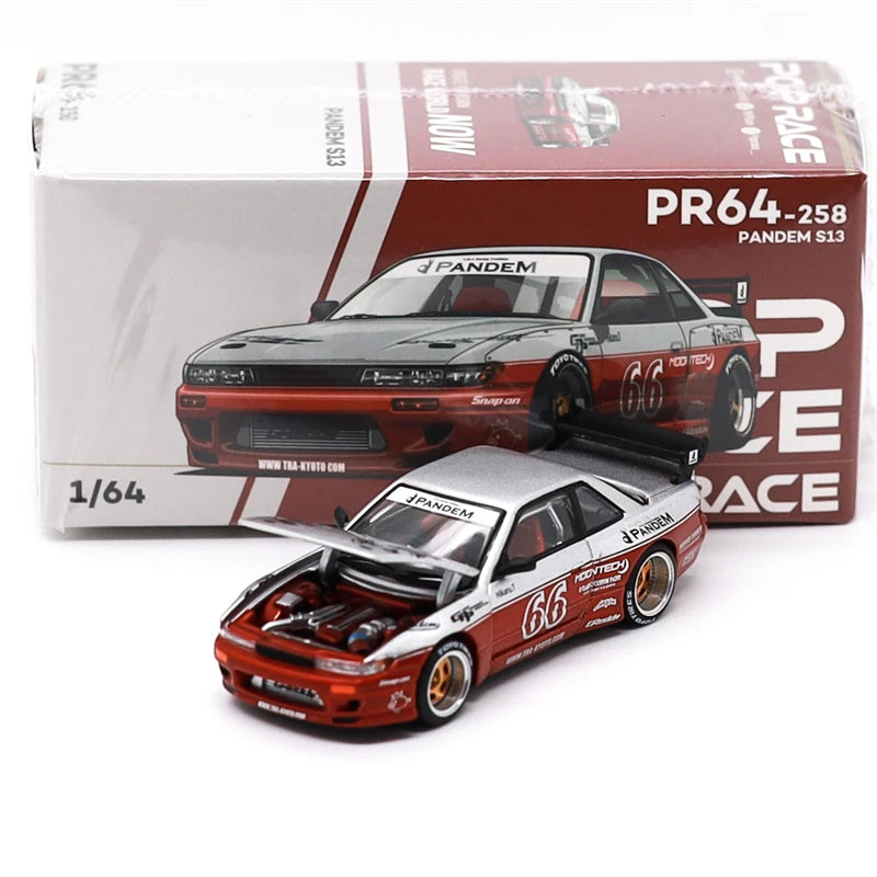 Pop Race 1:64 PANDEM SILVIA S13 MOONTECH RED Diecast Model Car