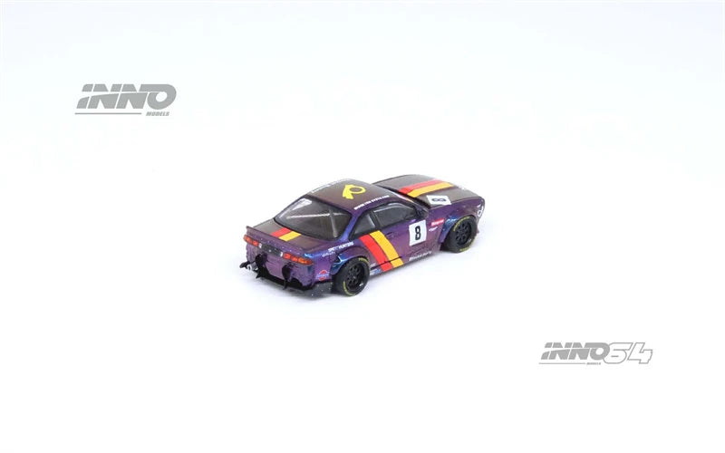 INNO 1:64 SILVIA (S14)#8 BOSS ROCKET BUNNY Purple Diecast Model Car