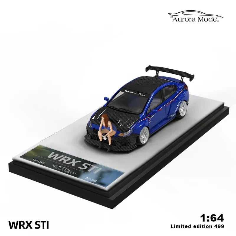 AuroraModel AM 1:64 WRX STI Metallic blue / HKS limited499 Diecast Model Car