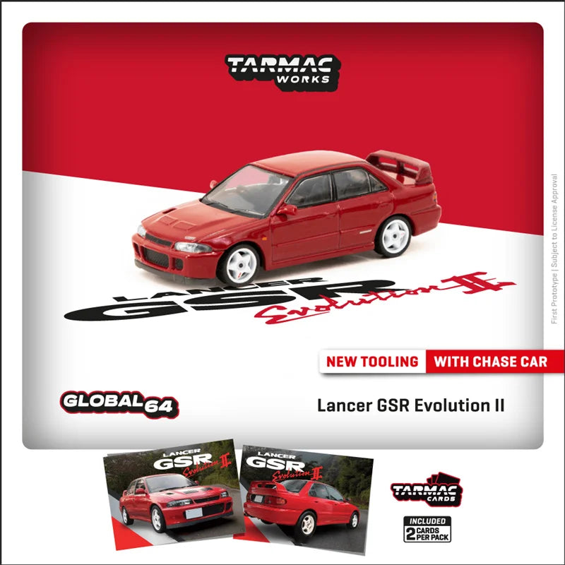 Tarmac Works 1:64 Lancer GSR Evolution II Red Diecast Model Car