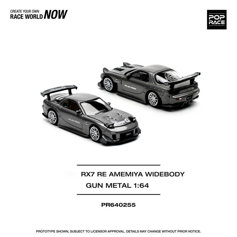 Pop Race 1:64 RX-7 RE Amemiya WIDEBODY Metal Diecast Model Car