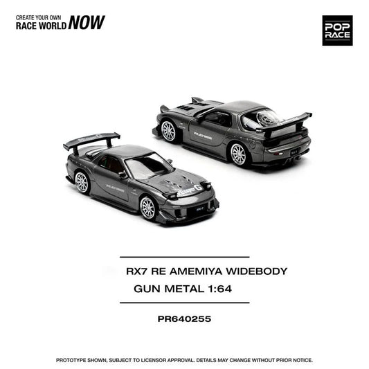 Pop Race 1:64 RX-7 RE Amemiya WIDEBODY Metal Diecast Model Car
