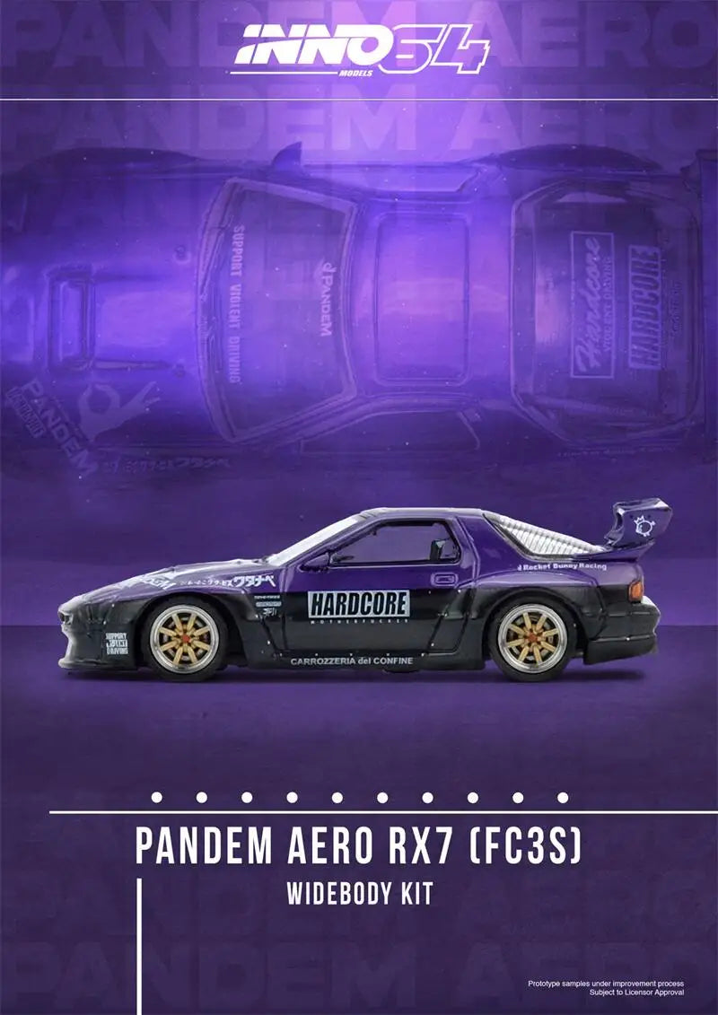 INNO64 1:64 PANDEM RX7 FC3S Purple Diecast Model Car alloy