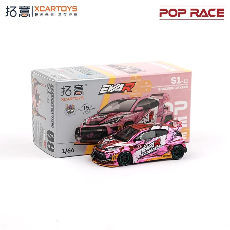 Xcartoys X Pop Race 1:64 EVA RI PRODUCTION MODEL CUSTOM TYPE-08 GOODRIDE GR YARIS PINK Diecast Model Car
