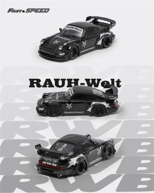 Fast Speed FS 1:64 Rauh Welt RWB964 Wide Body White Orange / Orange / Black Limited499 Diecast Model Car