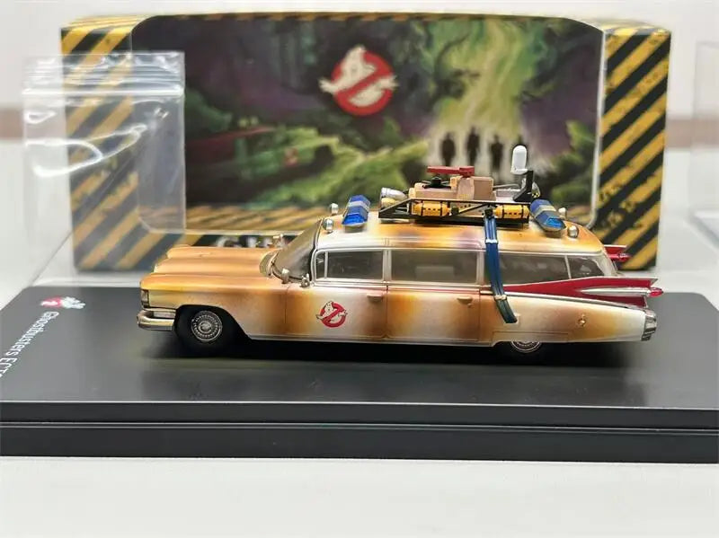 YS Model 1:64 1959 ECTO-1 Miller-Meteor Ghostbusters Dirty ver Die-Cast Car Model Miniature Gifts
