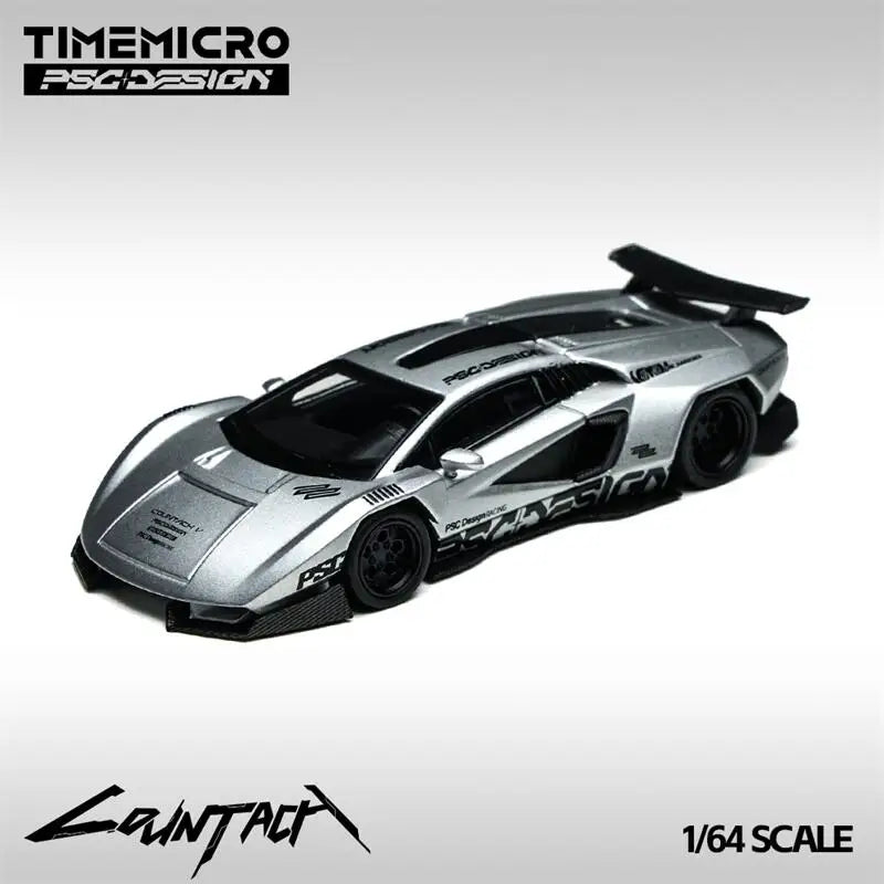 Time Micro x PSC 1:64 Countach V Silver Diecast Model Car