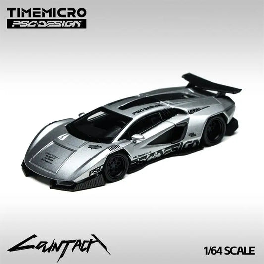 Time Micro x PSC 1:64 Countach V Silver Diecast Model Car