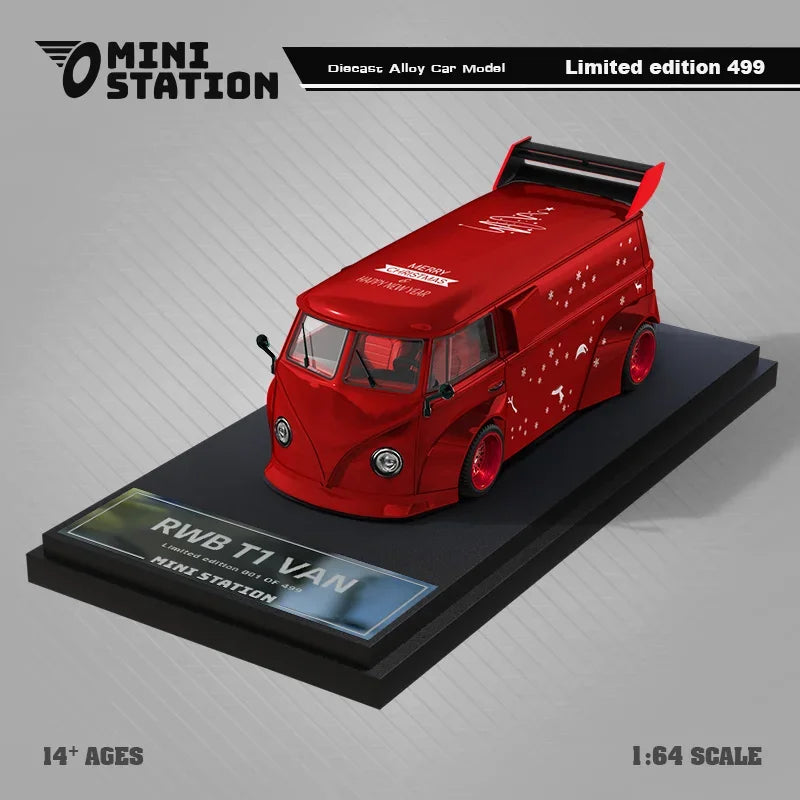 Mini Station 1:64 SUP 2024 Christmas Metallic red Diecast Model Car