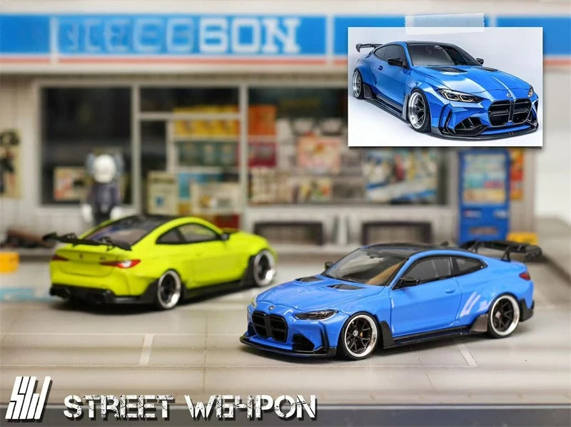 SW 1:64 G82 M4 Portimao Blue / Sao Paulo Yellow Limited500 Diecast Model Car