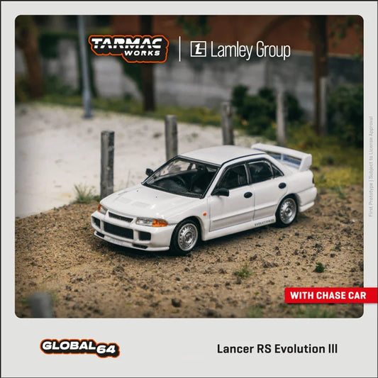 **Pre-Order** Tarmac Works 1:64 Lancer RS Evolution III White Diecast Model Car