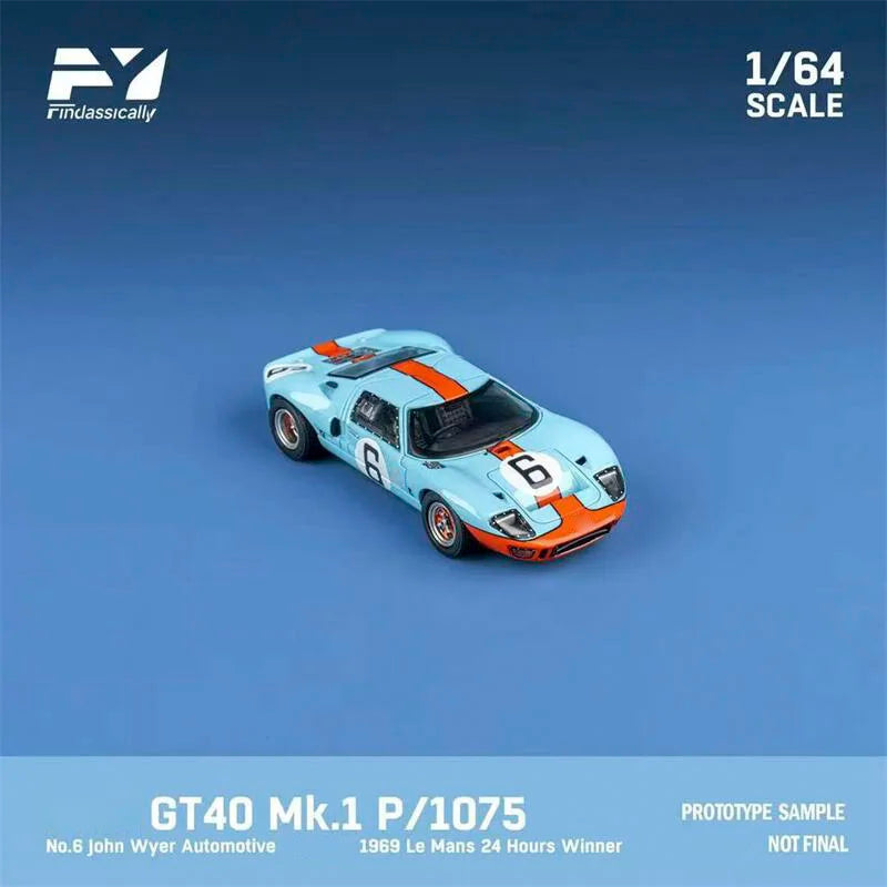 Findclassically 1:64 GT40 Mk.l 1968 Orange Blue #9 & #6 Die-Cast Car Model Collection Miniature