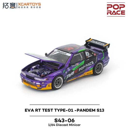 Xcartoys x POP RACE 1:64 EVA RT TEST TYPE-01 PANDEM S13 Die-Cast Car Model Miniature Gifts