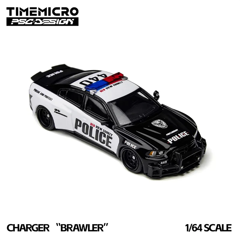Time Micro × PSC DESIGN 1:64 Police Charger Brawler Rivals Die-Cast Car Model Miniature Gifts