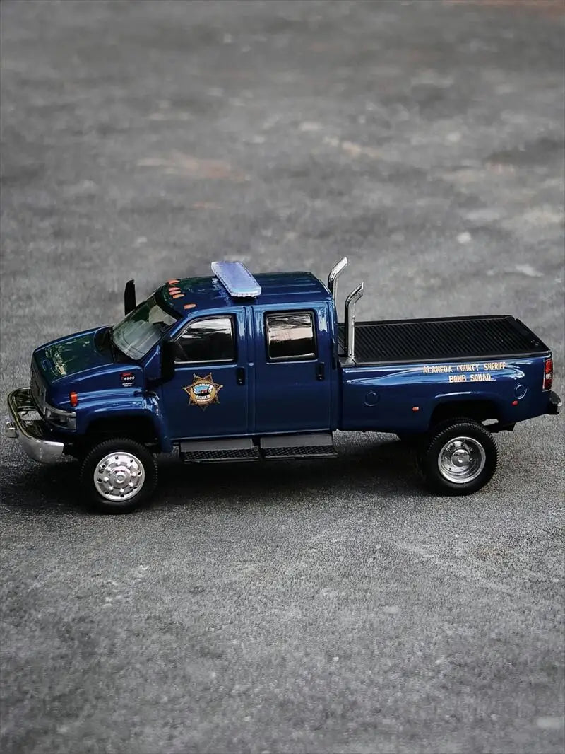 MK Miniatures & GOC 1:64 GMC TOP KICK PICK UP POLICE TRUCK Blue Limited499 Diecast Model Car