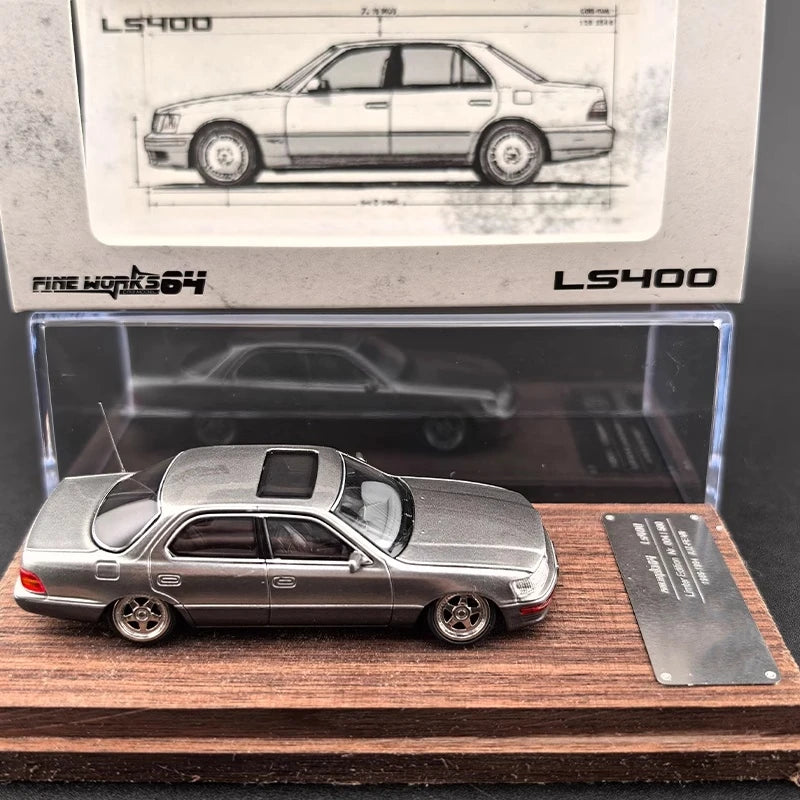 FineWorks64 1:64 LS400 XF10 UCF10 White Silver Opening Hood Diecast Model Car