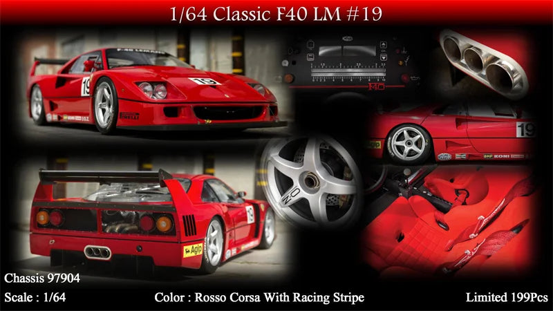 MY64 M64X 1:64 Classic F40 LM / Gas Monkey Garage HRE3 Penske Racing SPEC I BLACK Limited Resin Model Car