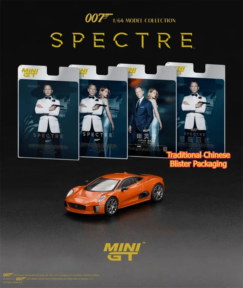 MINI GT #903 1:64 007 Jaguar C-X75 Orange Spectre Blister Packaging Die-Cast Car Model Collection Miniature