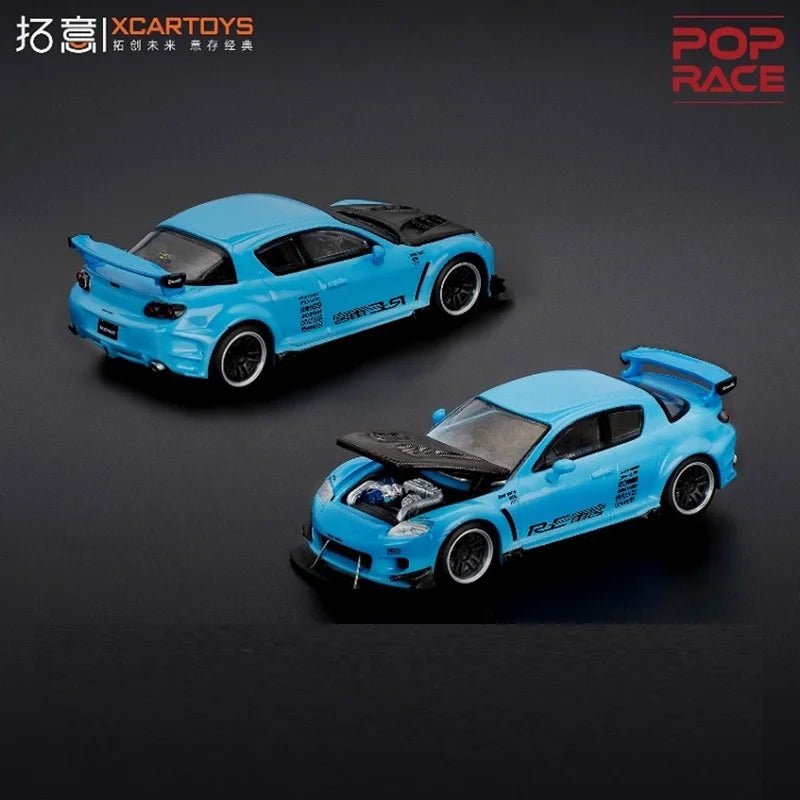 Xcartoys X Pop Race 1:64 RX-8 RE AMEMIYA LIGHT BLUE Die-Cast Car Model Collection Miniature