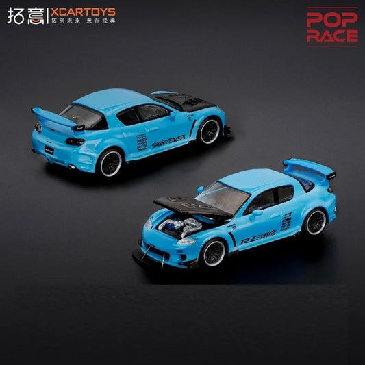 Xcartoys X Pop Race 1:64 RX-8 RE AMEMIYA LIGHT BLUE Die-Cast Car Model Collection Miniature