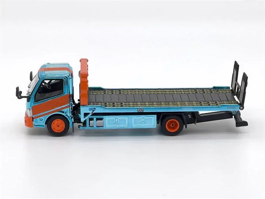 Unique Model 1:64 Hino 300 Dutro Full Floor Trailer Orange Blue limited300 Diecast Model Car