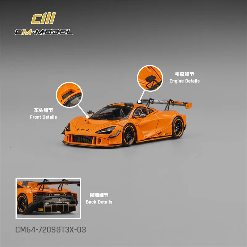 PreSale CM MODEL 1:64 720SGT3X Papaya Orange Die-Cast Car Model Collection Miniature