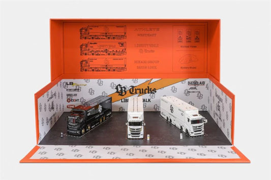 GCD 1:64 LWBK LB-TRUCKS Fuso Super Great Lightning #23 White Black RHD 3 Truck Set Diecast Model Car (Ready Stock)